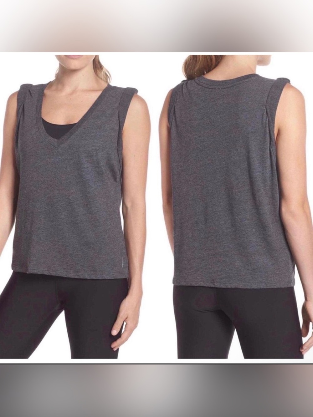 FP Movement by Free People Charcoal Sleeveless V-Neck Tank Top, Size S